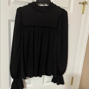 Glam Black Ruffled Blouse